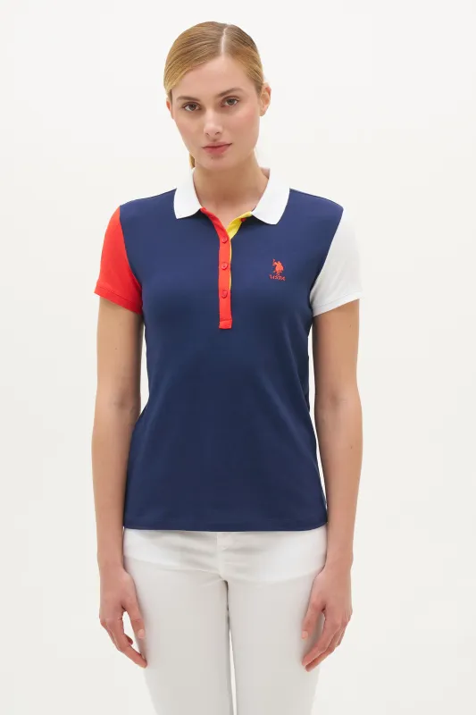 Футболка-поло из хлопка с контрастным дизайном - G082SZ0110R-MESTE Футболка жен. (VR033, XS)