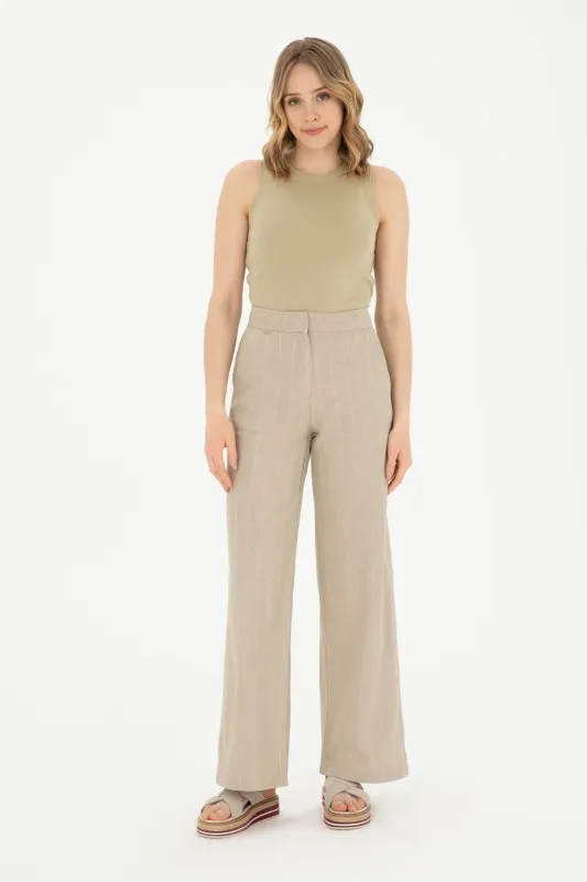 Брюки с добавлением льна широкие - G082SZ0780SIWAN-P Брюки жен. (VR027, 38)
