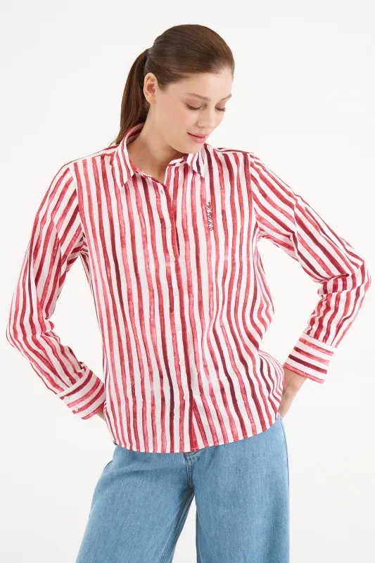 Рубашка из хлопка в полоску прямая - G082SZ0040BUCCI Сорочка жен. (VR223, 34)
