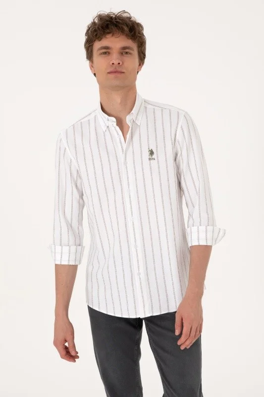 Рубашка из хлопка в полоску прямая - G081SZ0040SANRA Сорочка муж. (VR052, XS)