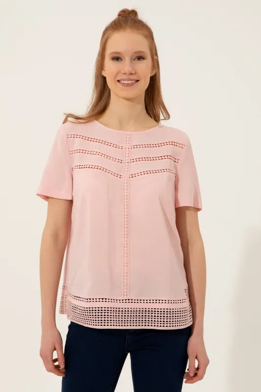 Блузка с перфорацией прямая - G082SZ0040BEYONCE Сорочка жен. (VR042, 32)