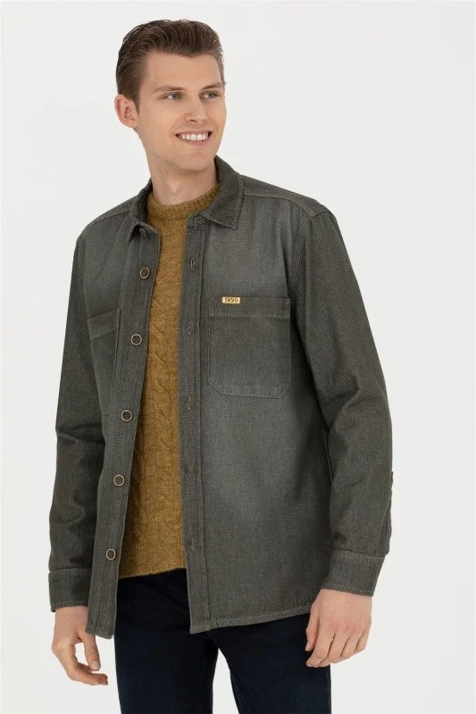 Рубашка из хлопка с накладными карманами свободная - G081SZ0770MADRIC-KHAKI Куртка джинс. муж. (VR027, S)