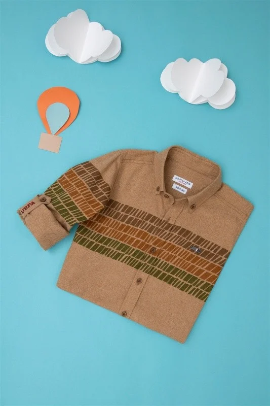 Рубашка с абстрактным узором для мальчиков - G083SZ0040ASOLASKIDS Сорочка муж. детс. (VR153, 7_8)