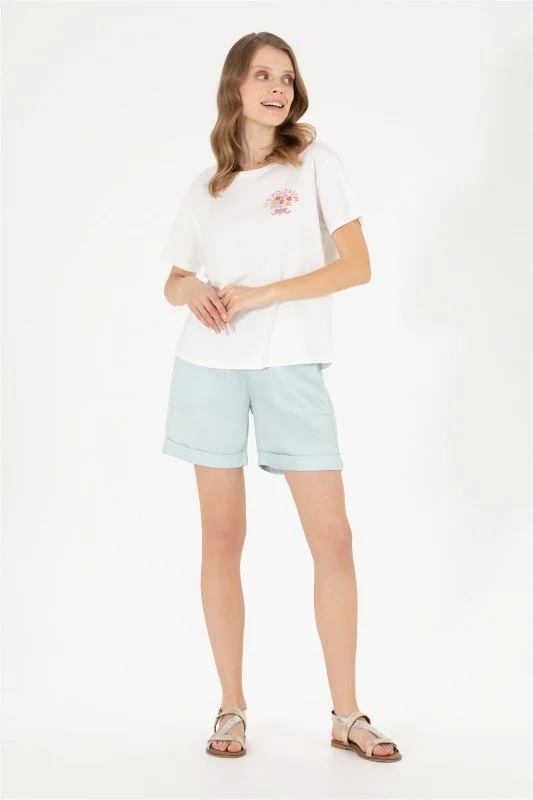 Шорты из лиоцелла с отворотами - G082SZ0310AVA Бермуды жен. (VR083, 32)