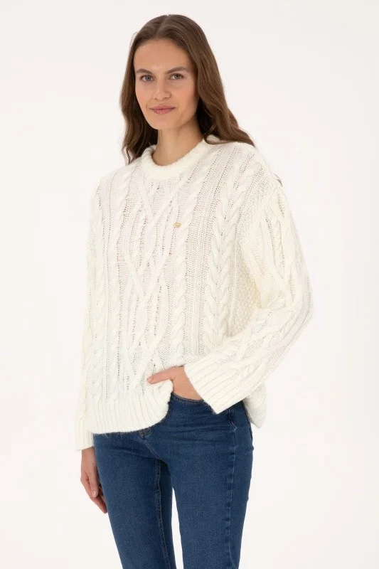 Свитер с шерстью и узором косы - G082SZ0TK0FEREM Кофта жен. (VR256, S)