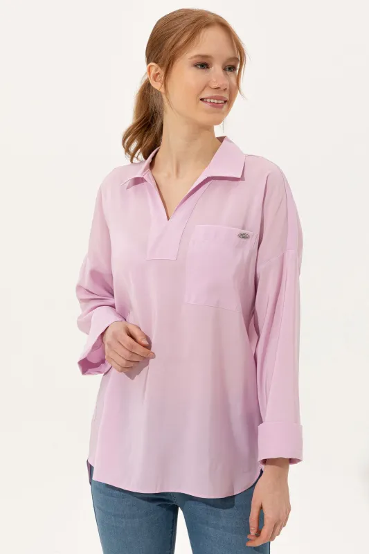 Блузка с отложным воротником из модала свободная - G082SZ0040BEYCO Сорочка жен. (VR211, 32)