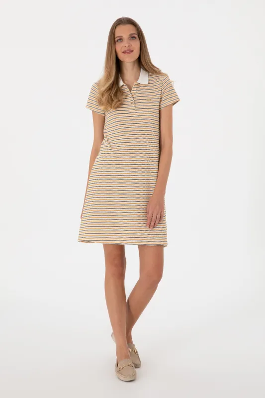 Платье-поло мини с вискозой в полоску - G082SZ0750SAKI Платье жен. (VR202, L)