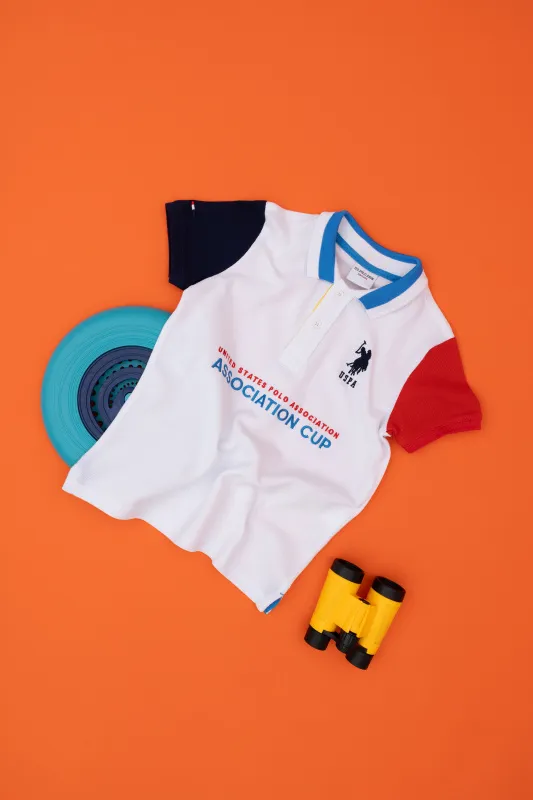 Футболка-поло из хлопка с контрастным дизайном для мальчиков - G083SZ0110T_NUSYAKIDS Футболка муж. детс. (VR013, 7_8)