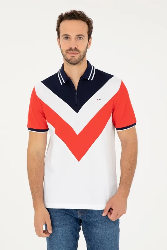 Футболка-поло из хлопка с контрастным дизайном - G081SZ0110T_RUPA Футболка муж. (VR030, XL)