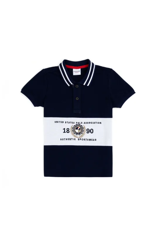 Футболка-поло из хлопка с контрастным дизайном для мальчиков - G083SZ0110T_TUCAKIDS Футболка муж. детс. (VR033, 3_4)