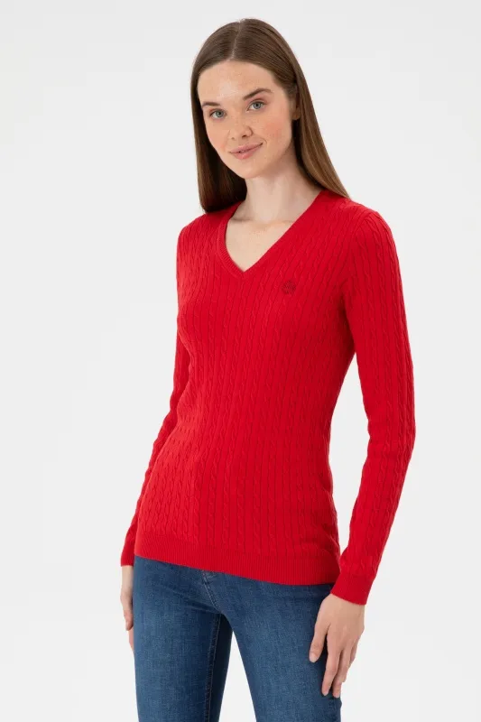 Пуловер из хлопка с узором косы приталенный - G082SZ0TK0ART_TK03 Кофта жен. (VR171, 2XS)