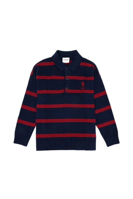 Поло с длинным рукавом в полоску для мальчиков - G083SZ0TK0BAMBUKIDS Кофта муж. детс. (VR033, 6_7)