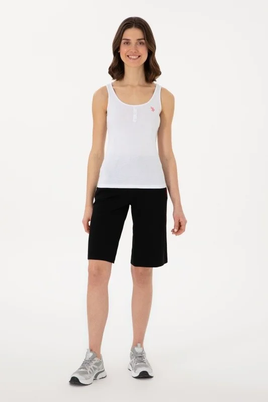 Бермуды спортивные из хлопка с вышитым логотипом - G082SZ0OS0DAMEN25 Брюки спорт. жен. (VR046, 2XS)