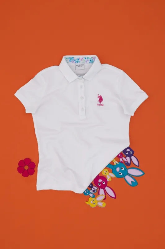 Футболка-поло из хлопка c принтом на планке для девочек - G084SZ0110TP01_IY025 Футболка жен. детс. (VR013, 3_4)