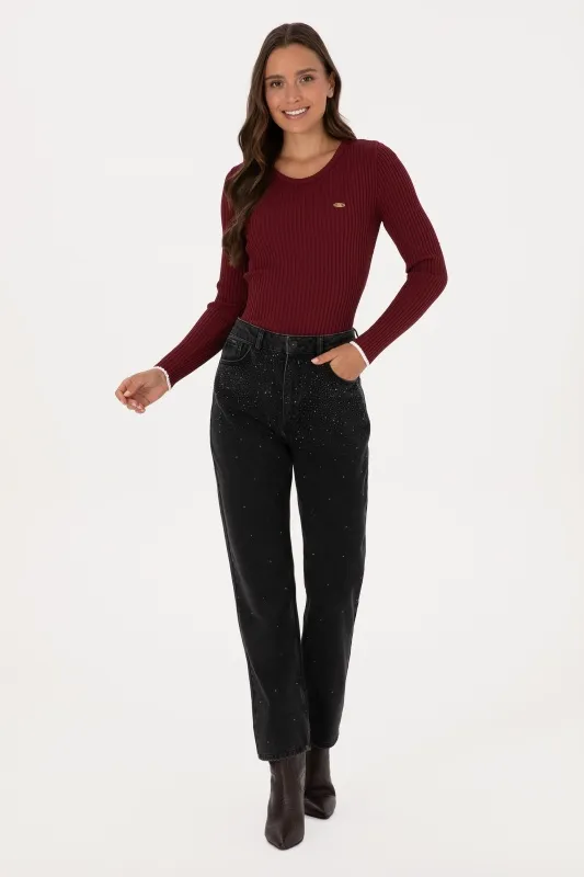 Джинсы прямые со стразами - G082SZ0800RC_AMY25K_P_S Джинсы жен. (DN0027, 42)