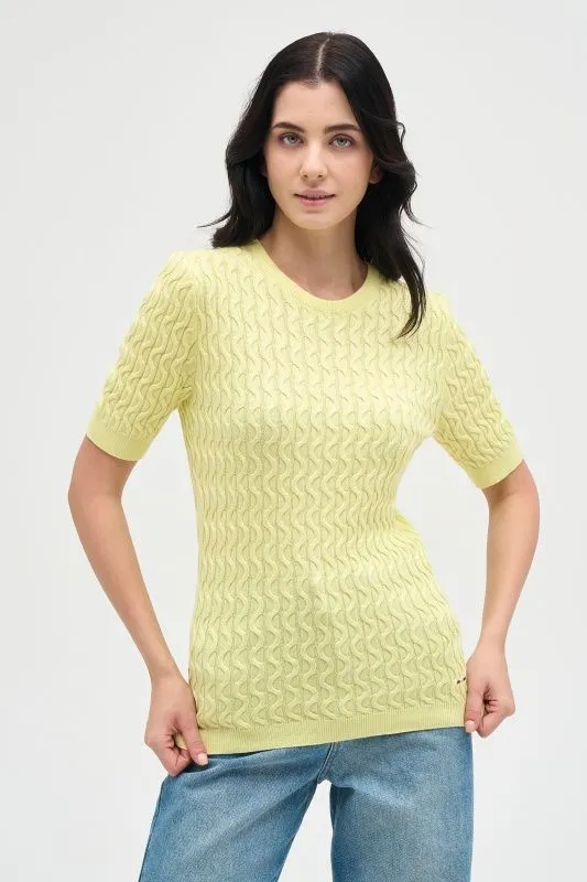 Футболка из смеси хлопка и вискозы с рельефным узором - G082SZ0TK0ROSSAB-R Кофта жен. (VR004, XS)