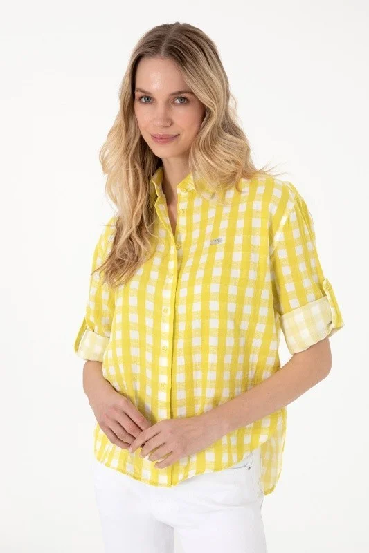 Рубашка из хлопка в клетку свободная - G082SZ0040SALUMA Сорочка жен. (VR087, 40)
