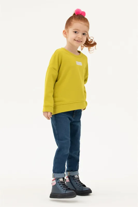 Свитшот с нашивкой для девочек - G084SZ0820CANBYKIDS23K-E Толстовка жен. детс. (VR087, 3_4)