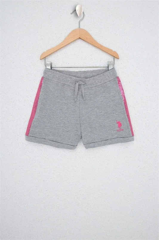 Шорты спортивные с хлопком и пайетками для девочек - G084SZ0OS0CUGNE Брюки спорт. жен. детс. (VR086, 4_5)