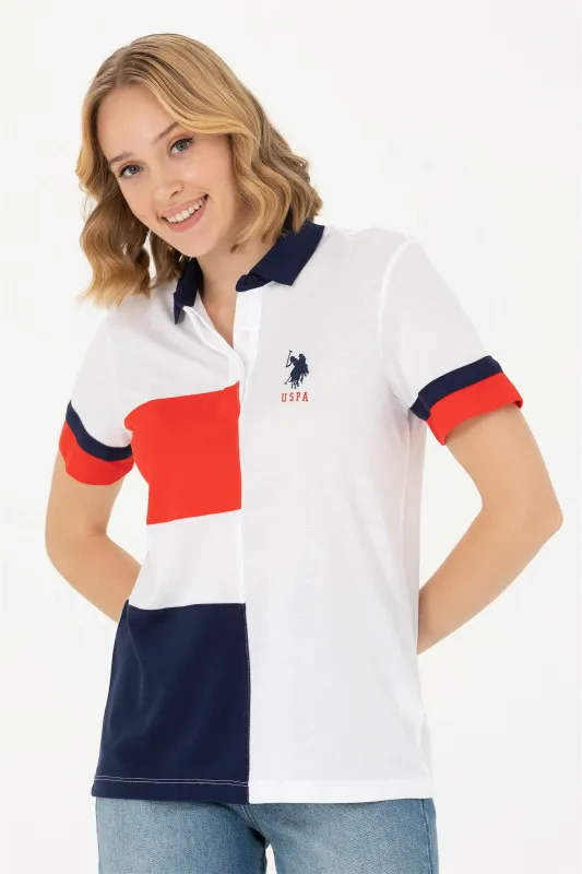 Футболка-поло из смеси хлопка и модала с контрастными деталями - G082SZ0110MAYE-T Футболка жен. (VR013, XS)