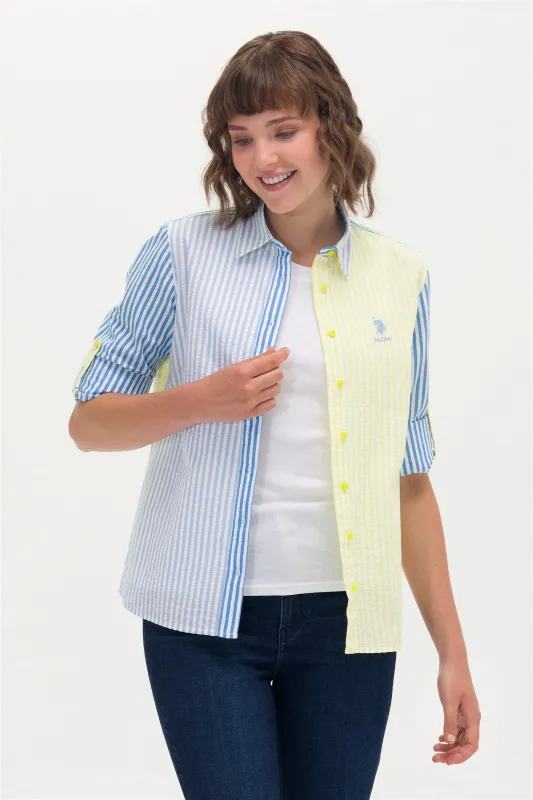 Рубашка из жатой ткани приталенная - G082SZ0040BARES Сорочка жен. (VR168, 34)
