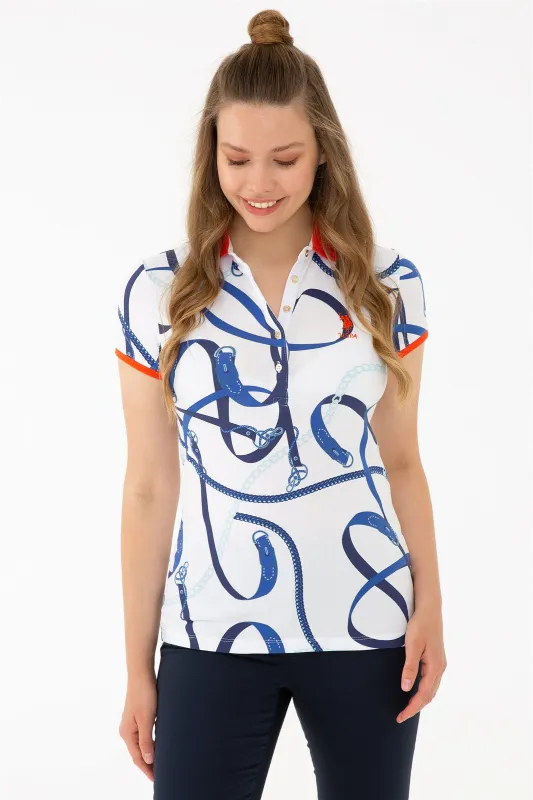 Футболка-поло из хлопка с принтом - G082SZ0110DARENT Футболка жен. (VR013, 2XS)