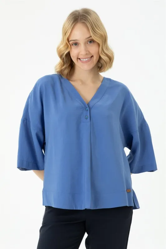 Блузка из модала c рукавом 3/4 свободная - G082SZ0040RC_FALAMUS Сорочка жен. (VR045, 32)
