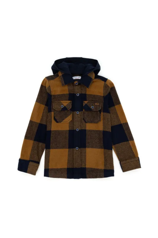 Рубашка теплая со съемным капюшоном свободная для мальчиков - G083SZ0040SAGAKIDS Сорочка муж. детс. (VR033, 7_8)