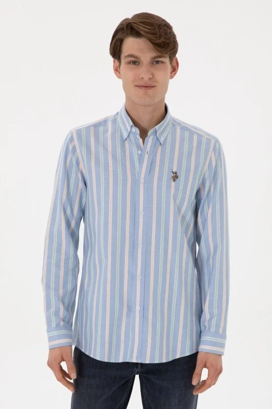 Рубашка из хлопка в полоску приталенная - G081SZ0040MAYSILA Сорочка муж. (VR028, XL)