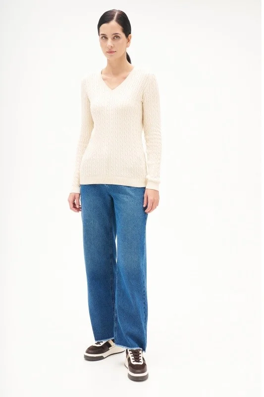 Джинсы широкие с бахромой по низу - G082SZ0800ART_LOOSE25K Джинсы жен. (DN0022, 32)