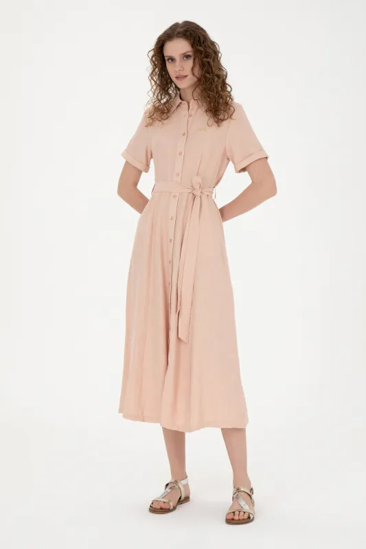 Платье-рубашка миди из вискозы с коротким рукавом - G082SZ0320RISA Платье жен. (VR047, 42)