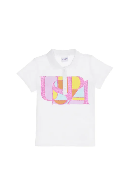 Футболка-поло из хлопка с принтом из пайеток для девочек - G084SZ0110PARADIS Футболка жен. детс. (VR013, 12_13)
