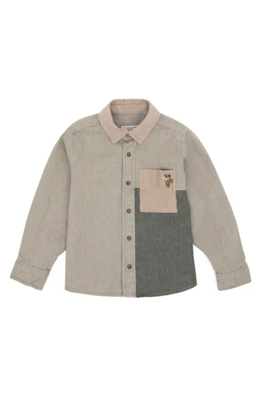 Рубашка из хлопка комбинированная для мальчиков - G083SZ0040FASNEKIDS024K Сорочка муж. детс. (VR183, 6_7)