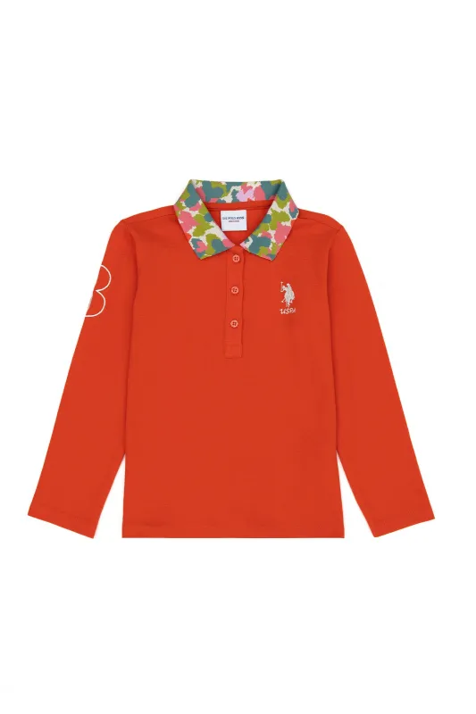 Поло с длинным рукавом и контрастным воротником для девочек - G084SZ0820SD01-SK023 Толстовка жен. детс. (VR181, 5_6)