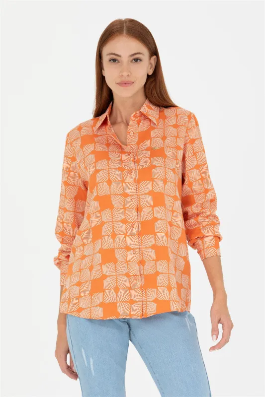 Рубашка из хлопка с принтом свободная - G082SZ0040HIRUNDA Сорочка жен. (VR031, 34)