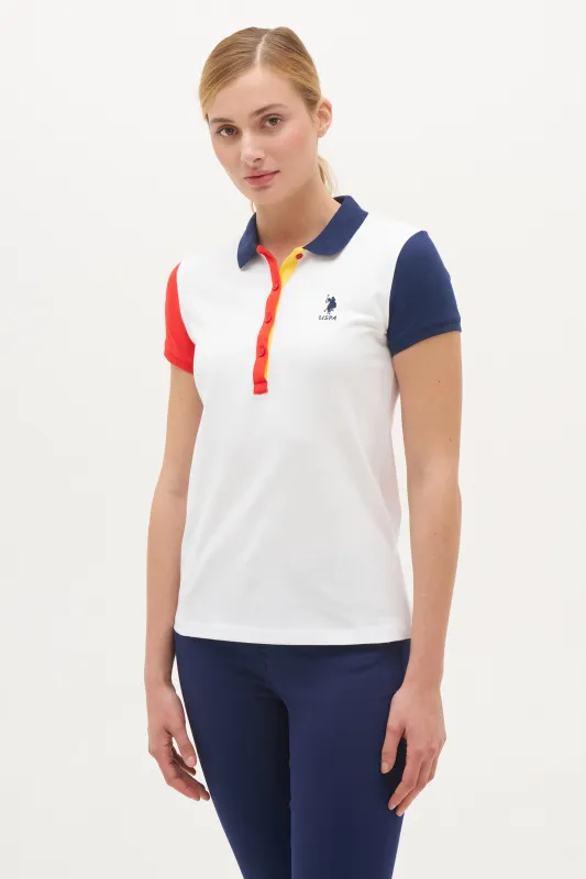 Футболка-поло из хлопка с контрастным дизайном - G082SZ0110R-MESTE Футболка жен. (VR013, XS)