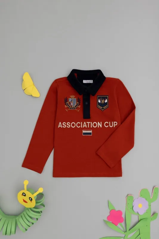 Поло с длинным рукавом из хлопка с нашивками для мальчиков - G083SZ0820MAKURKIDS Толстовка муж. детс. (VR031, 12_13)