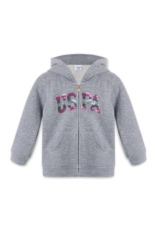 Толстовка на молнии из хлопка с нашивкой из пайеток для девочек - G084SZ0820RW01-SK020 Толстовка жен. детс. (VR086, 6_7)