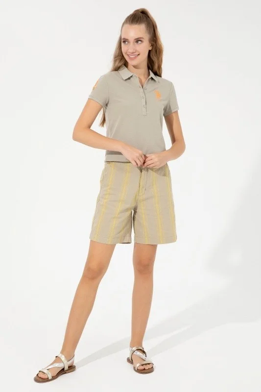 Шорты из хлопка с добавлением льна в полоску - G082SZ0310MANOS Бермуды жен. (VR043, 32)