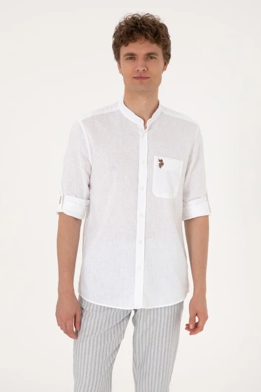 Рубашка из смеси хлопка и льна прямая - G081SZ0040MOTI Сорочка муж. (VR013, XL)