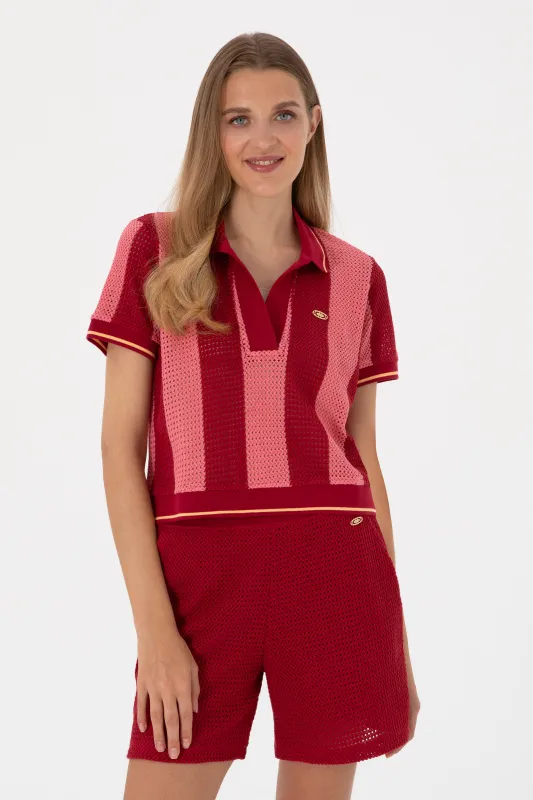 Футболка-поло из хлопка в стиле кроше - G082SZ0110SUSAN Футболка жен. (VR223, XL)