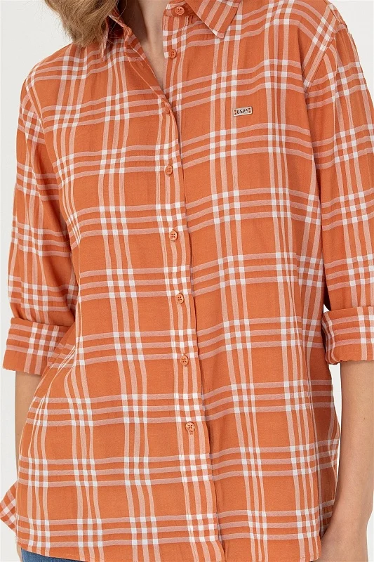 Рубашка из вискозы в клетку прямая - G082SZ0040TALLOT Сорочка жен. (VR031, 32)