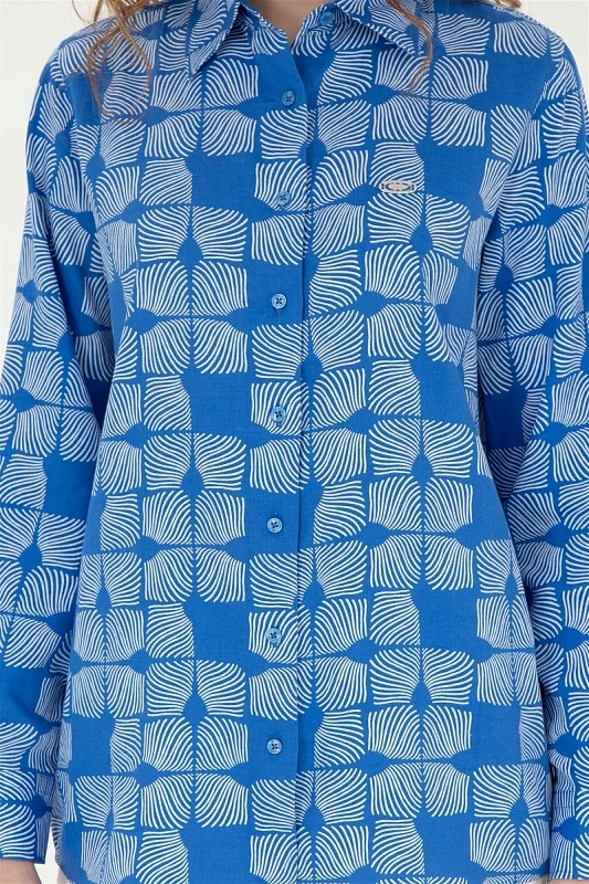 Рубашка из хлопка с принтом свободная - G082SZ0040HIRUNDA Сорочка жен. (VR045, 36)