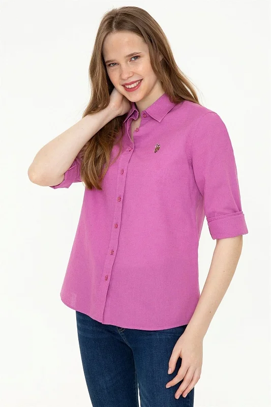 Рубашка из хлопка с добавлением льна прямая - G082SZ0040ELMY22Y Сорочка жен. (VR037, 34)