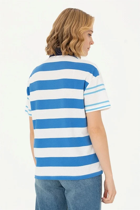Футболка-поло из хлопка в полоску - G082SZ0110MAHFER Футболка жен. (VR093, XS)