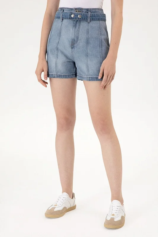 Шорты джинсовые с декоративными строчками - G082SZ0DB0PERA Бермуда жен. (DN0021, 34)