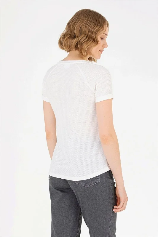 Футболка из смесовой вискозы с V-образным вырезом - G082SZ0110MASHA Футболка жен. (VR019, 2XS)