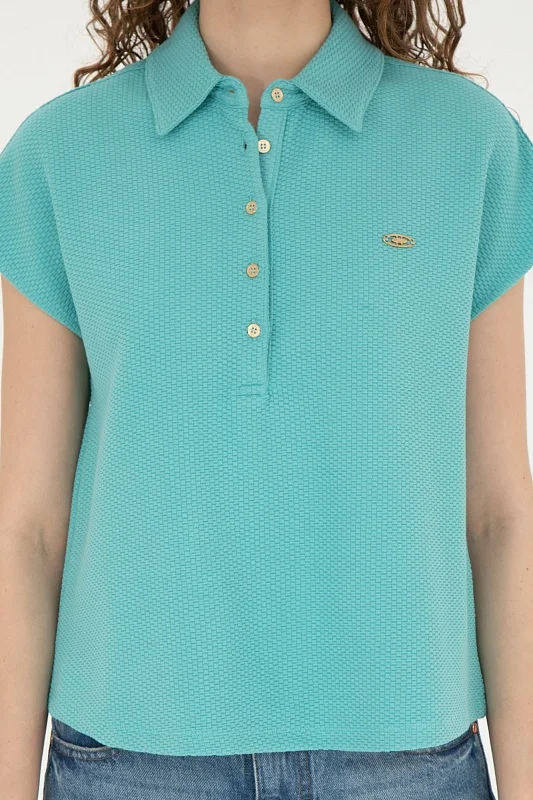 Футболка-поло из фактурного трикотажа - G082SZ0110POLU Футболка жен. (VR090, XS)