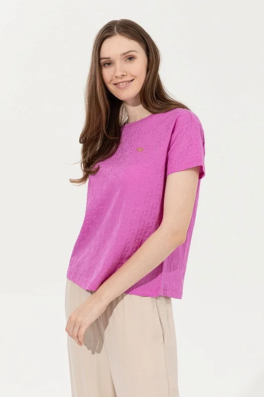 Футболка из хлопка с рельефным узором - G082SZ0110FERTE Футболка жен. (VR037, XS)