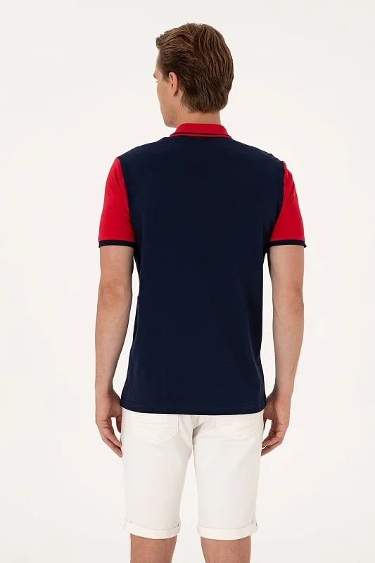 Футболка-поло из хлопка с контрастным дизайном - G081SZ0110T_KENWA Футболка муж. (VR033, 2XS)